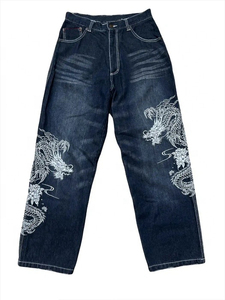 Graphic <b>Embroidered</b> <b>Jeans</b> Regular Fit Light Wash Streetwear Hip Hop Skate Denim Pants Lightweight Autumn Winter Unisex Y2K - Product Image 1
