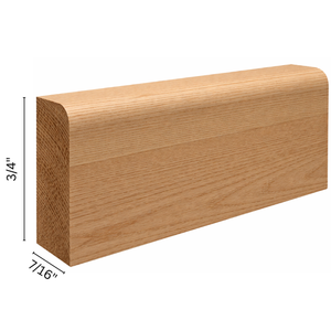 Moldura de Madera Maciza EFS de 3/4" X 7/16", Rodapié Decorativo Tradicional con Superficie Cruda, Modelo M-121 para Decoración de Edificios - Product Image 1