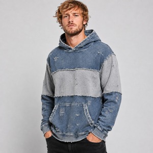 Wholesale men distressed <b>hoodie</b> with durable fabric <b>trendy</b> design comfortable fit and stylish distressed details for everyday us - Product Image 5