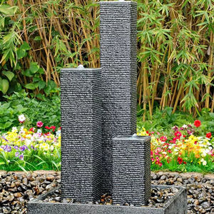 Fontaine de jardin DIY à LED prête à l'emploi, design moderne en dalle de basalte ondulée, cascade verticale - Product Image 3