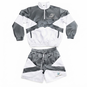 Ensemble short et coupe-vent unisexe personnalisé à capuche, séchage rapide, respirant, pour la course automne, vêtements de sport légers en caoutchouc - Product Image 6