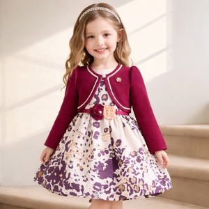 Robe de fête de luxe personnalisée pour filles avec veste <span class=keywords><strong>boléro</strong></span> crème, robe de princesse à taille fleurie pour mariages et occasions spéciales - Product Image 2
