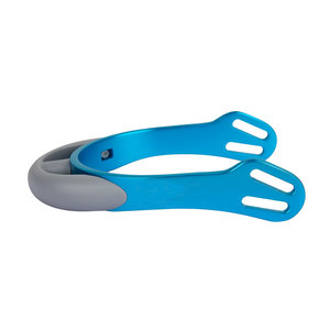 Bocado de Aluminio Azul para Entrenamiento de Caballos con Empuñadura Gris, Equipo de Equitación de Lujo, Espuelas de Alta Calidad - Product Image 1