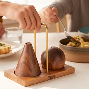 Salero y pimentero de lujo, salero de madera hecho a mano, juego de sal y pimienta, decoración moderna para cocina, accesorio rústico para mesa, de madera. - Product Image 2