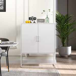 Moderna armadietto portaoggetti in acciaio pesante Free Standing Buffet credenza 2 ripiani facile montaggio Anti-punta armadio da cucina camera da letto - Product Image 1