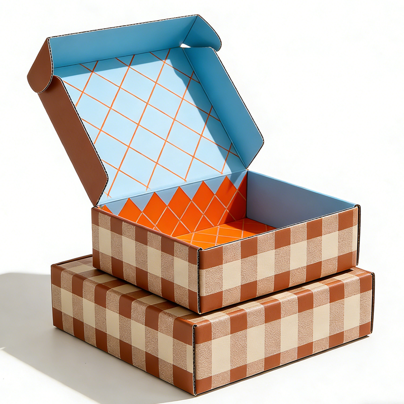 Retro Style Checkered Gift Box Contrasting