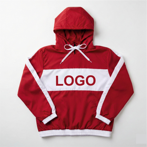 Chaqueta Cortavientos Ligera y Transpirable con Capucha, Bordado Personalizado Urban Storm Rojo y Blanco, Chaqueta Impermeable de Nailon con Contraste - Product Image 1