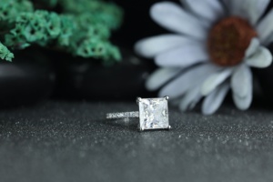 Princess Cut Moissanite Engagement <b>Ring</b> 925 Sterling <b>Silver</b> | <b>Solitaire</b> Diamond Look <b>Ring</b> for Women Wedding Jewelry Wholesale - Product Image 3