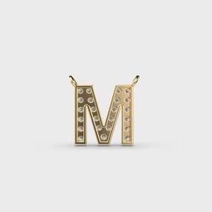 Maravilloso Colgante de Diamante Cultivado en Laboratorio con Forma de 'M', Chapado en Platino, Corte Brillante, Estilo Hip Hop, Joyería con Letras, Clásico, Unisex - Product Image 2