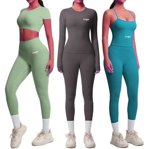 Solid Women's Yoga Set Breathable Anti-Bacterial Eco-Friendly Seamless Gym Wear Fitness Sportswear 7 Piece Set Elastic Front - Product Image 3