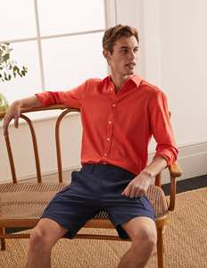 Shorts cargo pour homme, bleu marine, taille mi-haute, fermeture boutonnée, couleur unie, style décontracté, avec poches, en coton tissé - Product Image 5