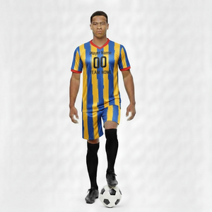 Ensembles d'uniformes de football sur mesure avec impression par sublimation, nom de l'équipe appliqué, 100% polyester, prix de gros, maillot de football - Product Image 1