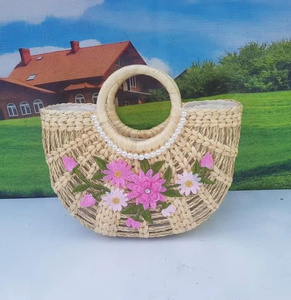 Vintage Bow <b>Straw</b> <b>Bag</b> for Women Handwoven Seagrass Beach Tote with Linen Lining Eco-friendly Spring Fashion Shoulder Handheld - Product Image 1