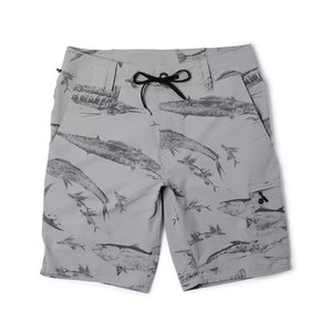 Shorts de pêche à séchage rapide pour hommes, imprimé poisson gris personnalisé, shorts de plage décontractés d'été, shorts cargo avec poche zippée - Product Image 1