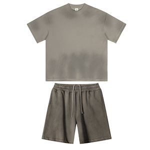 Ensemble deux pièces homme été 2026, chemise à manches courtes et short, en tissu épais délavé et respirant, séchage rapide, avec logo frontal, grande taille, haute qualité - Product Image 6