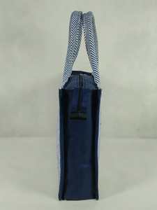 Large Capacity Geometric Pattern Canvas <b>Tote</b> <b>Bag</b> Two Zipper Closure Black Trim Comfortable <b>Shoulder</b> <b>Straps</b> Reusable Eco-Friendly - Product Image 3