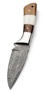Cuchillo de Camping Personalizado Hecho a Mano de Acero de Damasco con Mango de Madera y Hueso y Refuerzo de Acero, Hoja Fija - Product Image 6