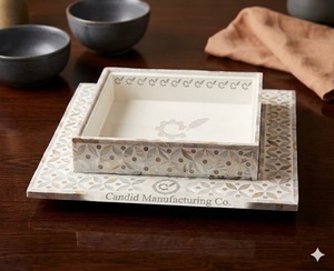 Plateau de rangement décoratif rectangulaire en céramique émaillée, motif végétal classique, fait main, écologique, boîte à bijoux, cadeau de table - Product Image 3