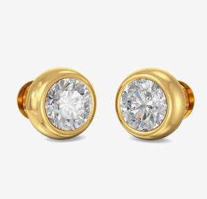 Boucles d'oreilles AMBER JEWELS en diamant de laboratoire sculpté, or massif 14 carats poli, clous de luxe unisexes, tendance, pour célébration d'anniversaire - Product Image 1
