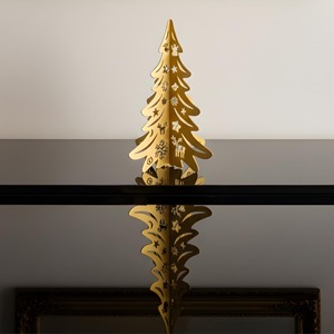 Golden Metal Christmas <b>Tree</b> Decor Foldable Standing Indoor Holiday Decoration Pine Shape <b>with</b> Cutout Patterns From India - Product Image 3