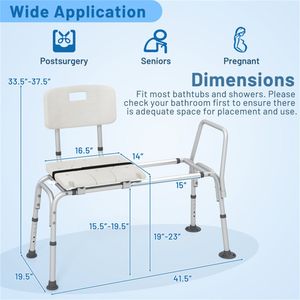 Sedile da Bagno Gonfiabile Pieghevole Ultra-Largo Leggero e Portatile con Altezza Regolabile a 9 Livelli, Ausili per Terapia Riabilitativa - Product Image 5
