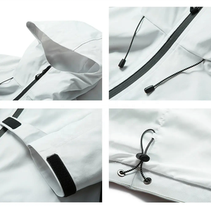 <b>White</b> Hooded Softshell <b>Jacket</b> <b>Waterproof</b> Windproof Breathable Outdoor Hiking Fishing Coat - Product Image 3