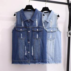 Custom Distressed Style <b>Denim</b> <b>Vest</b> Minimalist Design Sleeveless Outerwear Lightweight Cotton Waistcoat <b>For</b> Adults Fashion - Product Image 1