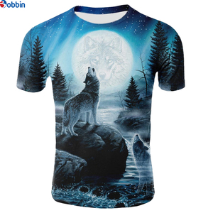 T-shirt à manches courtes pour hommes et femmes, impression par sublimation, décontracté, impression créative 3D, col rond, design graphique, motif loups - Product Image 4