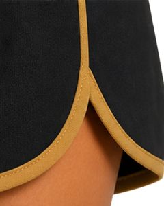 Shorts de sport pour femmes noir et jaune moutarde, séchage rapide, respirant, taille élastique, pour la gym, le fitness, les vêtements de sport décontractés - Product Image 3