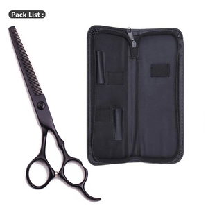 Kit de ciseaux de barbier de qualité supérieure, ciseaux de coupe de cheveux noirs, ciseaux à effiler pour salon de coiffure, ensemble de 2 pièces pour la coiffure - Product Image 4
