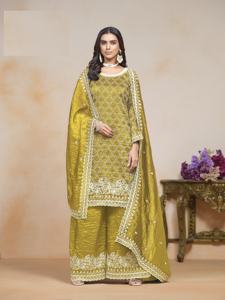 El último diseñador Faux Georgette bordado secuencia trabajo Salwar Kameez para bodas y fiestas - Product Image 2