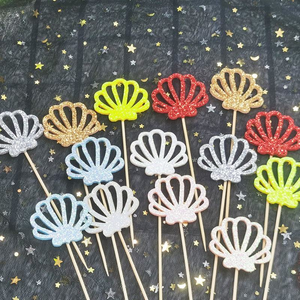 ของตกแต่งงานวันเกิดธีมชายหาดเปลือกหอยวิบวับ อุปกรณ์ตกแต่งโต๊ะขนมหวาน สไตล์มหาสมุทร ที่เสียบเค้ก - Product Image 1