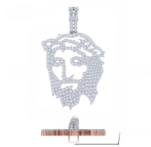 Colgantes y Dijes de Plata S925 con Certificación IGI, Estilo Hip Hop, Dije Personalizado con Rostro de Jesús y Diamantes, Joyería de Diamantes de Corte Brillante de Lujo - Product Image 3