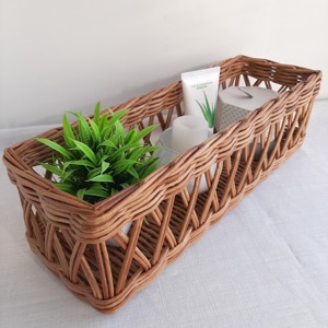<b>Square</b> Rattan <b>Basket</b> Diagonal Weave Handmade Eco-Friendly Natural Rattan Storage <b>Baskets</b> Modern Multifunction Artex Green Earth - Product Image 1