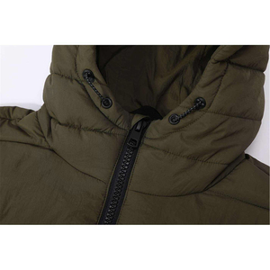 Veste matelassée à capuche pour homme, vert olive, coupe-vent, fermeture éclair, vêtement d'hiver décontracté, coupe régulière, rembourrage en polyester - Product Image 4