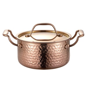 Pure <b>Copper</b> Hot Set Bowl With <b>Handle</b> And Lids Polish Finished For Home Metal Serving Hot Set Bowl For <b>Kitchen</b> Use Kitchenware - Product Image 2