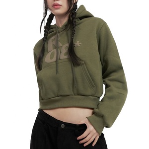 Sweat-shirt à capuche imprimé court pour femmes, style streetwear Y2K, mode d'hiver, logo personnalisé, vente en gros, prix bas, sweat-shirt décontracté court - Product Image 1