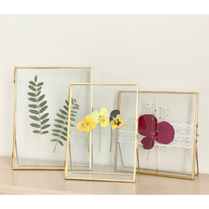 Marco de fotos colgante de latón dorado con doble cristal para exhibición de arte en pared, ideal para decoración del hogar y flores prensadas - Venta de fábrica - Product Image 6