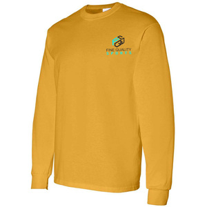 T-shirt à manches longues de haute qualité pour hommes, 100% coton, uni noir, vêtements tendance, t-shirt respirant à col rond à manches longues pour hommes - Product Image 3
