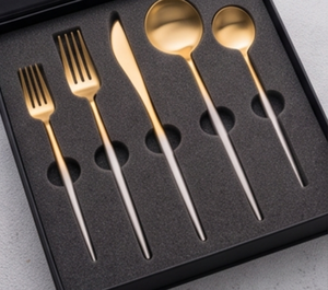 Service de couverts minimalistes en or fin, finition miroir haute brillance, vaisselle de mariage, couverts en métal, design élégant pour la maison, les mariages et les événements - Product Image 6