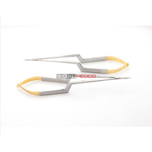 Instruments chirurgicaux cardiaques de qualité supérieure en acier inoxydable, micro-ciseaux Yasargil à baïonnette, 195 mm, droits et courbés, manuels, CE - Product Image 1