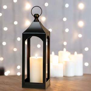 Lanterne marocaine en métal couleur noir mat verre avec cadre en fer pour la décoration de la maison ferme jardin à prix Discount - Product Image 5