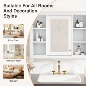 Moderno Armadietto da Bagno a Parete 35 X 27.5 con Specchio Contenitore per Medicinali - Product Image 6
