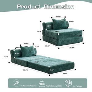 Divano Sezionale Modulare Monoposto Senza Struttura, Convertibile in Letto da Terra, Telaio a Forma Fissa Compresso, Nessun Montaggio Richiesto, in Metallo - Product Image 3