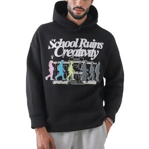 เสื้อฮู้ดดี้สตรีทแวร์สั่งทำพิเศษ ผ้าฝ้าย 80% โพลีเอสเตอร์ 20% คุณภาพสูง ลาย School Ruins สร้างสรรค์ ทรงโอเวอร์ไซส์ แบบครอป - Product Image 1