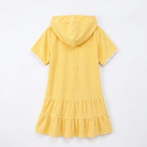Robe de plage à capuche 100 % polyester pour filles, mignonne, à manches courtes, avec fermeture éclair sur le devant et ourlet à volants, pour la piscine, fournisseur d'étiquettes personnalisées - Product Image 3