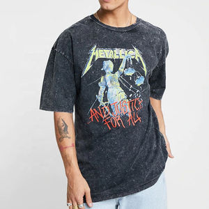 T-shirt vintage pour homme, délavé à l'acide, unisexe, en jersey de coton peigné, col rond, uni, logo personnalisé, vente en gros - Product Image 1