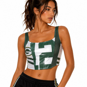 Custom Women Mesh Panel Football Inspired Crop <b>Top</b> Lace Up Back Y2K Streetwear Tank OEM ODM Summer Sports Women's Shirts Supply - Product Image 6