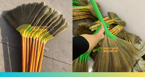 ไม้กวาดหญ้าธรรมชาติคุณภาพสูงพร้อมด้ามจับพลาสติกสำหรับทำความสะอาดบ้านและนอกบ้าน - Product Image 2