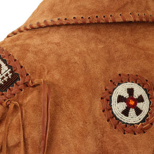 Men Cow Skin <b>Suede</b> Tassel Fringe <b>Leather</b> <b>Jacket</b> Breathable 240g Turn-down Collar Western Style Casual Winter Coat - Product Image 6